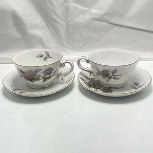 SEYEI ( Say-Yay )Fine China Japan Peony Tea Cup & Saucer Lot Of 2  2104 VTG 1958